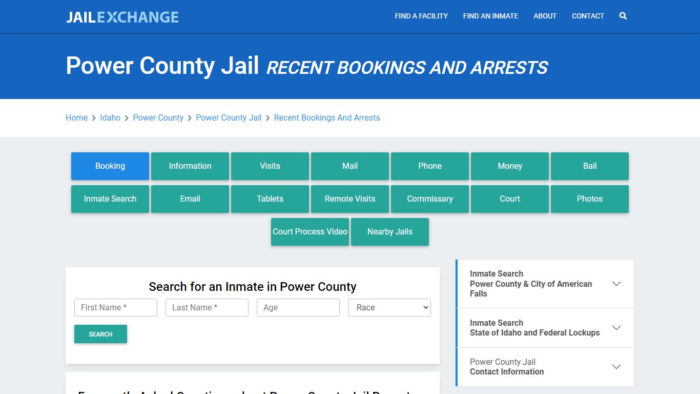 Power County Jail Recent Bookings And Arrests - Jail Exchange