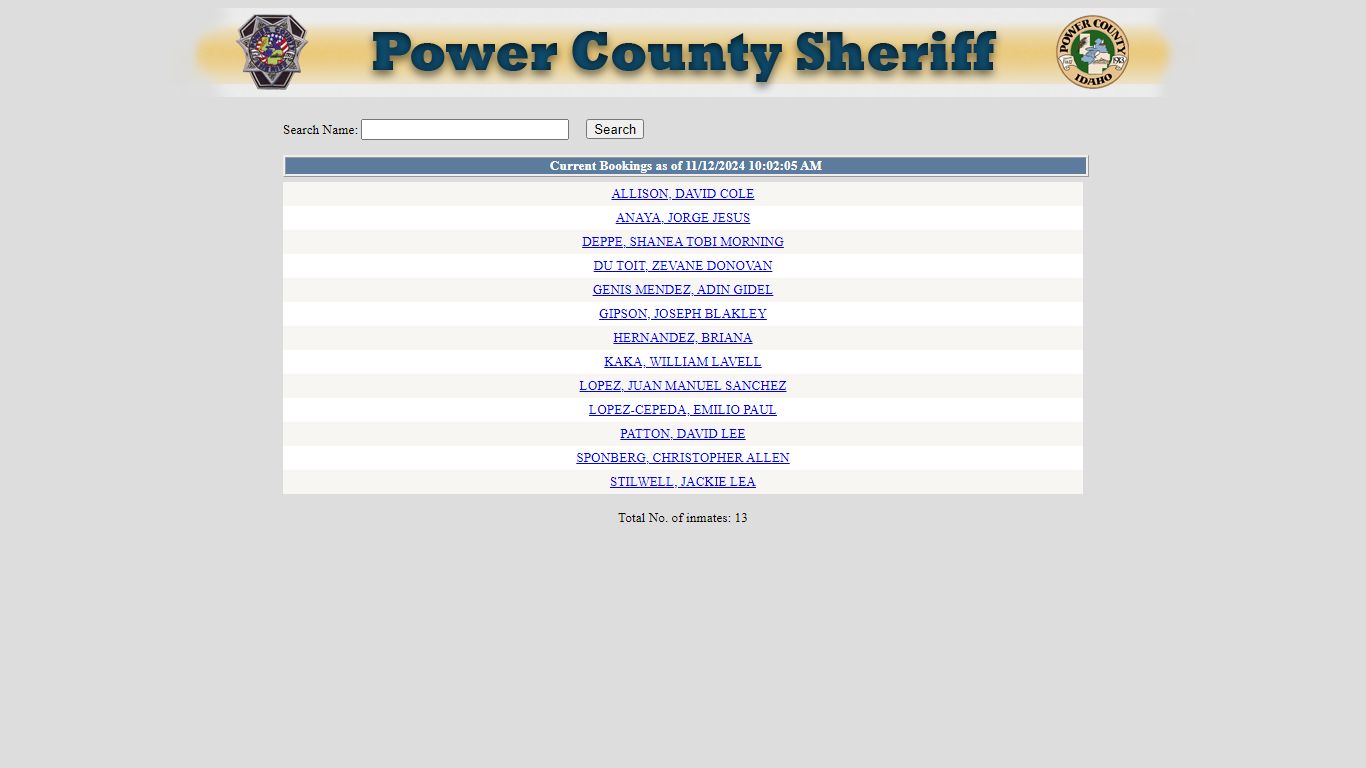 Power County, Idaho - List Current Bookings