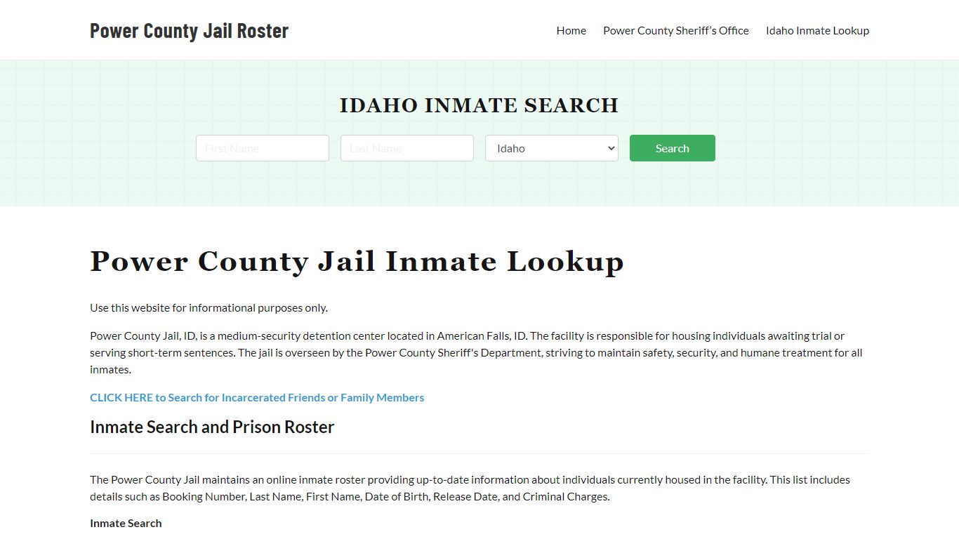 Power County Jail Roster Lookup, ID, Inmate Search